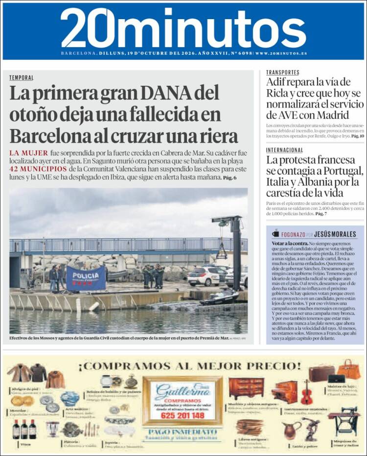 Portada de 20 Minutos - Barcelona (Espa&ntilde;a)