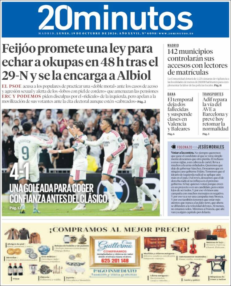 Portada de 20 Minutos - Madrid (Espa&ntilde;a)