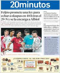 Portada de 20 Minutos - Sevilla (Espa&ntilde;a)