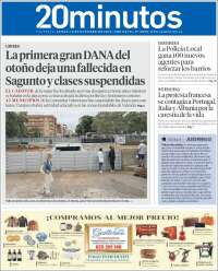 Portada de 20 Minutos - Valencia (Espa&ntilde;a)