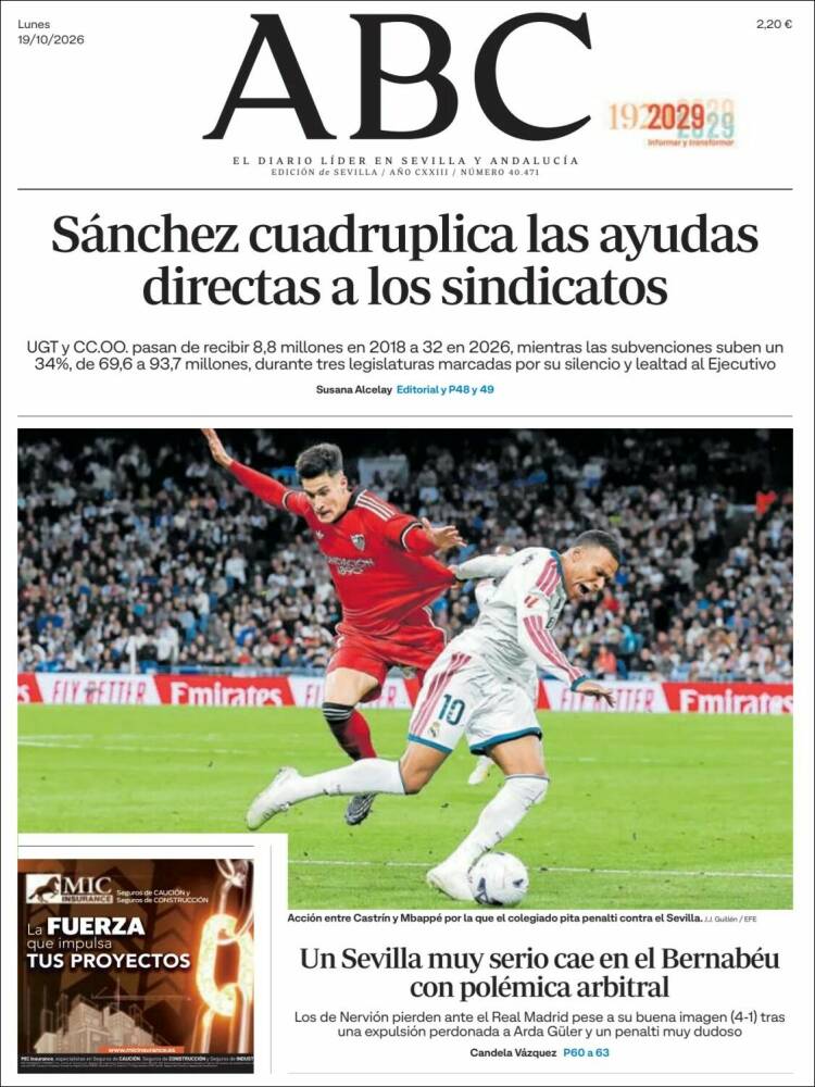 Portada de ABC - Sevilla (Espa&ntilde;a)