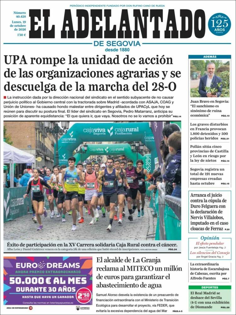 Portada de El Adelantado de Segovia (Espa&ntilde;a)