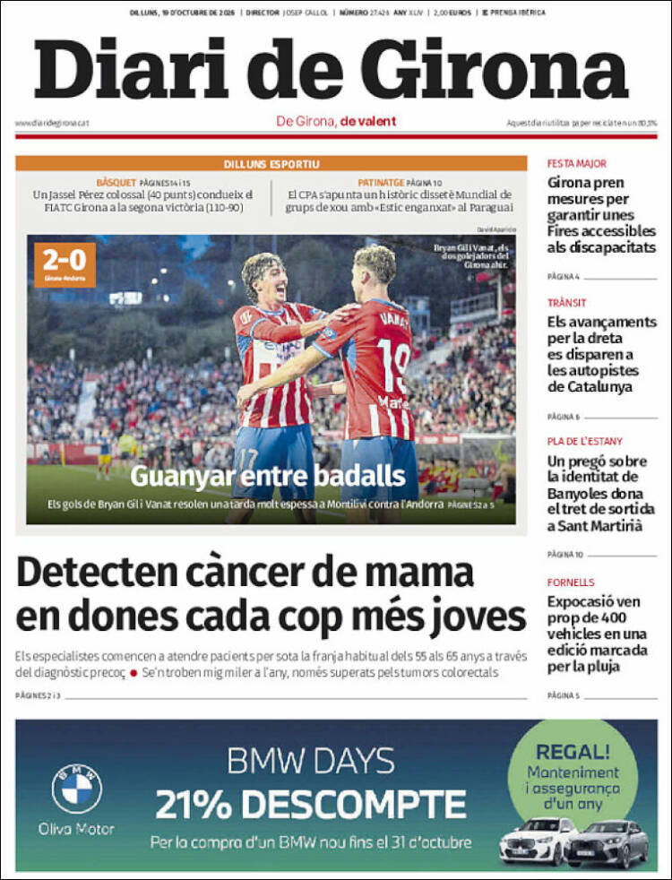 Portada de Diari de Girona (Espa&ntilde;a)