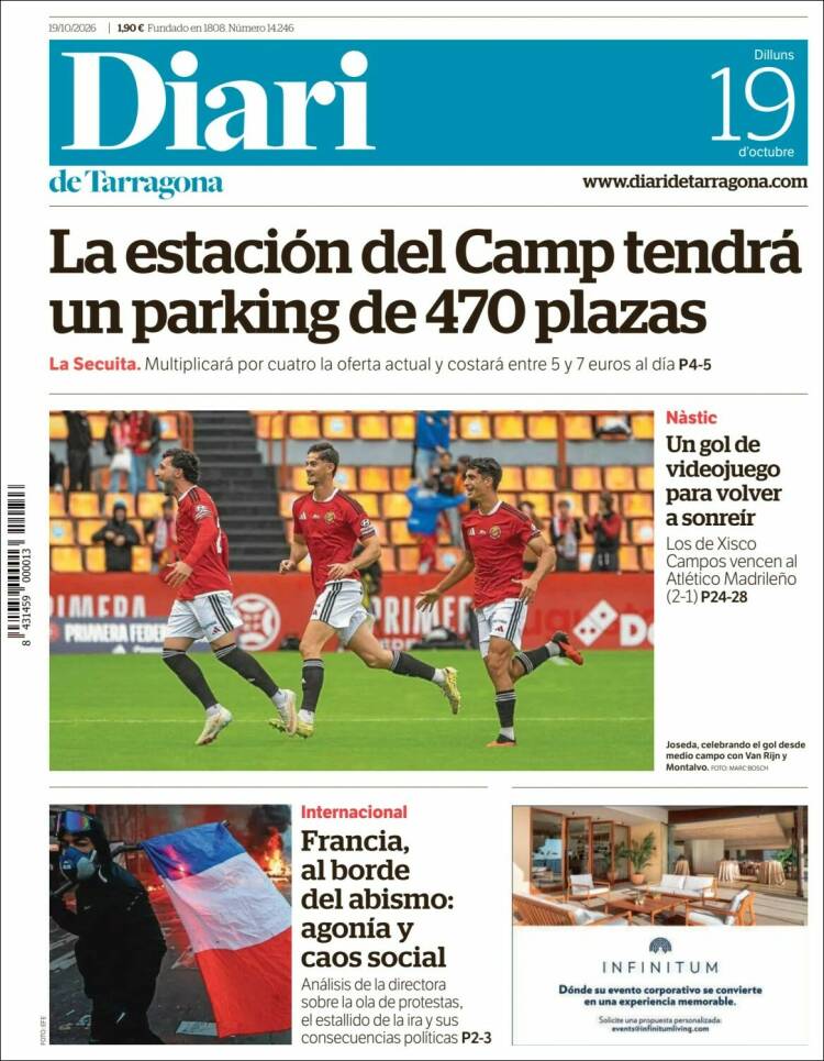 Portada de Diari de Tarragona (Espa&ntilde;a)