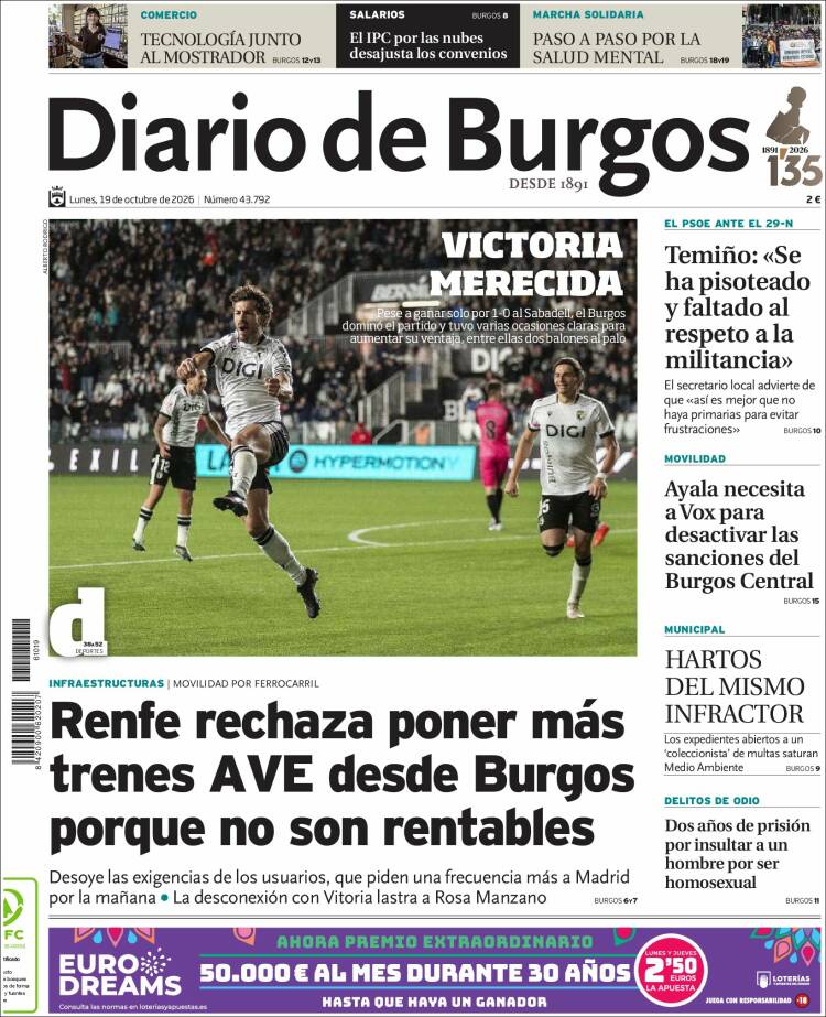 Portada de Diario de Burgos (Espa&ntilde;a)