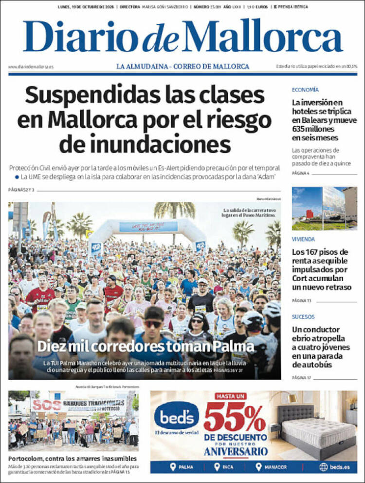 Portada de Diario de Mallorca (Espa&ntilde;a)