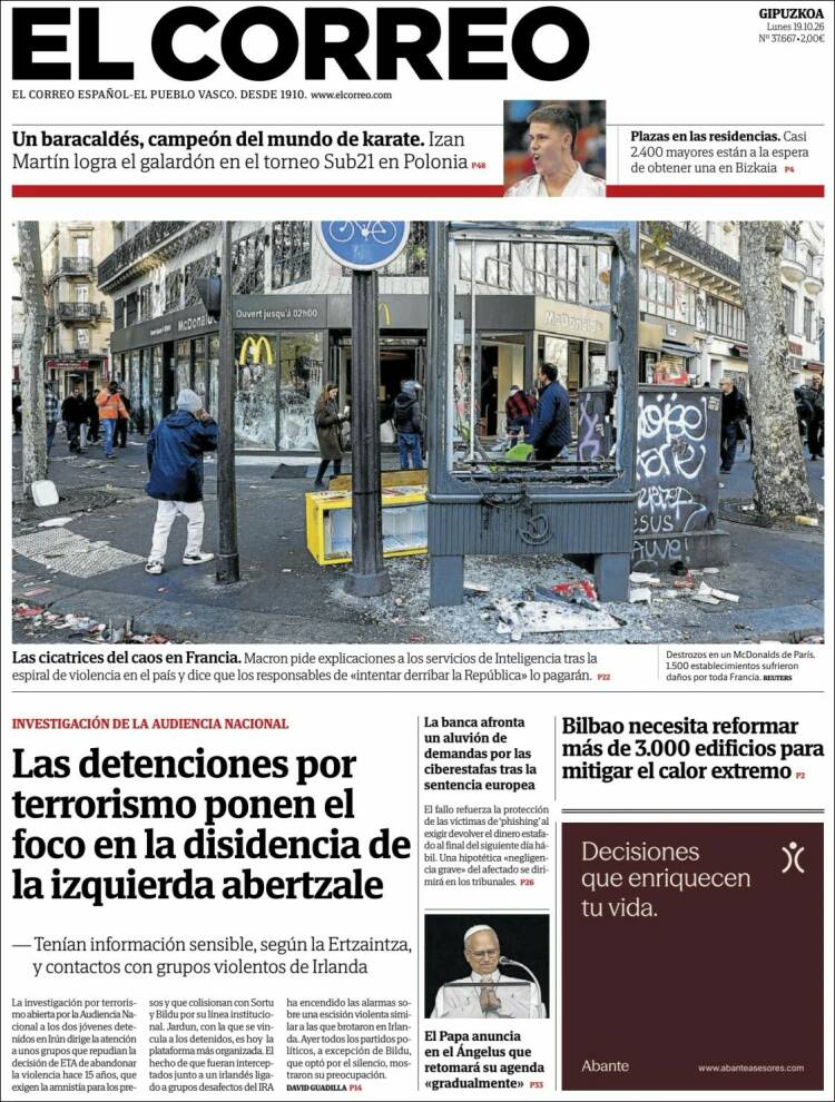 Portada de El Correo - Guipuzcoa (Espa&ntilde;a)