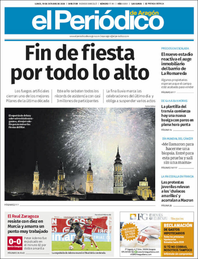 Portada de El Periódico de Aragón (Espa&ntilde;a)