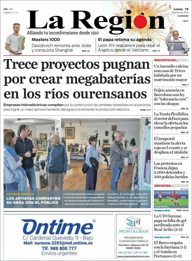 Portada de La Región de Ourense (Espa&ntilde;a)