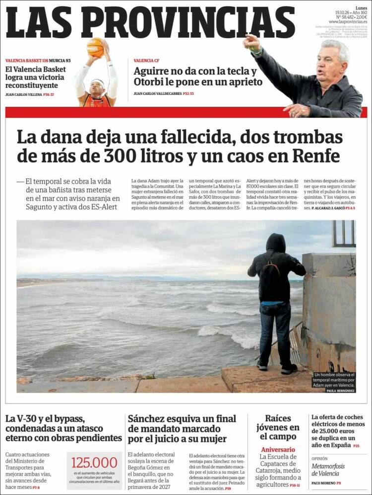Portada de Las Provincias (Espa&ntilde;a)
