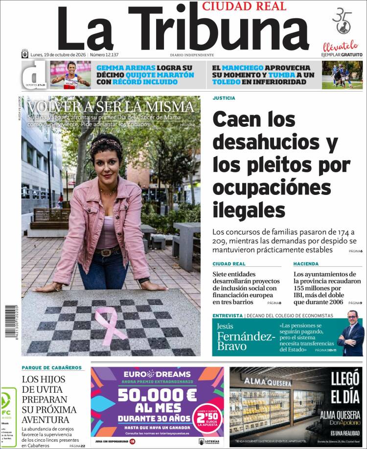 Portada de La Tribuna de Ciudad Real (Espa&ntilde;a)