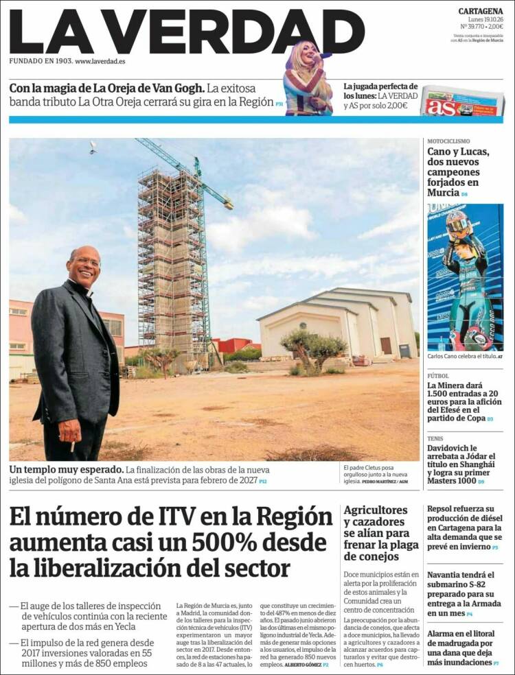 Portada de La Verdad de Cartagena (Espa&ntilde;a)