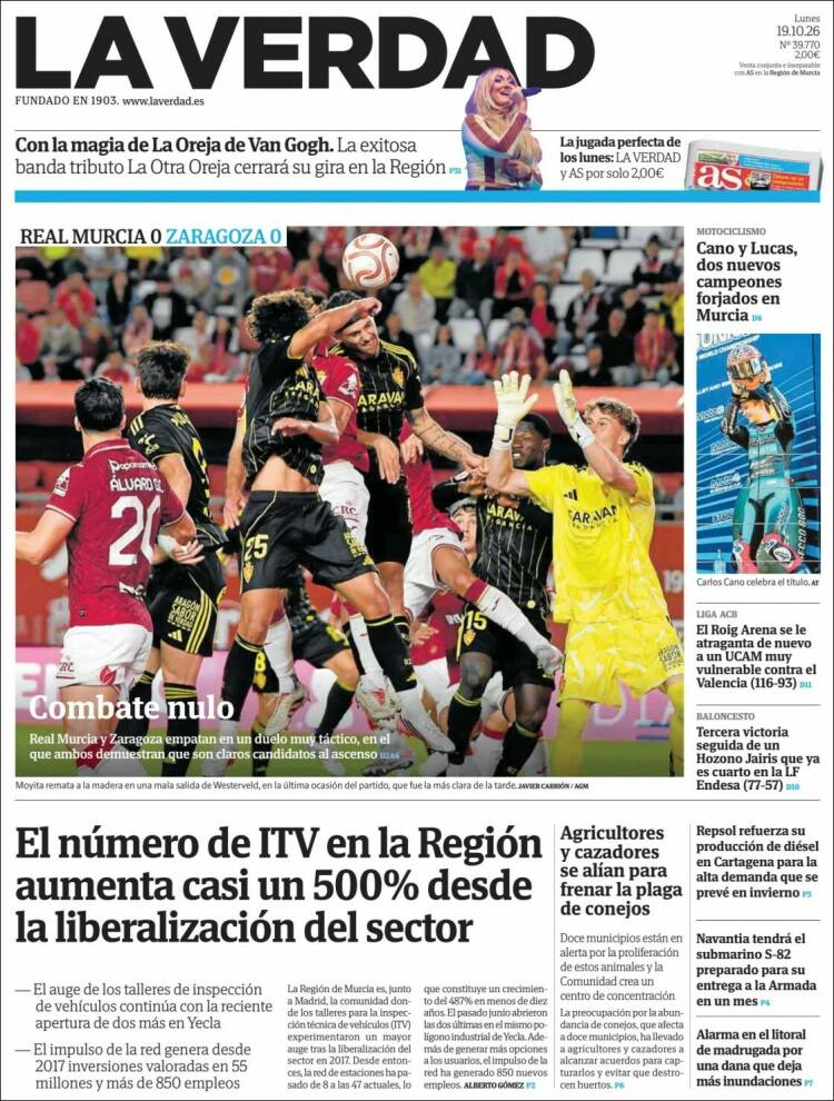 Portada de La Verdad de Murcia (Espa&ntilde;a)