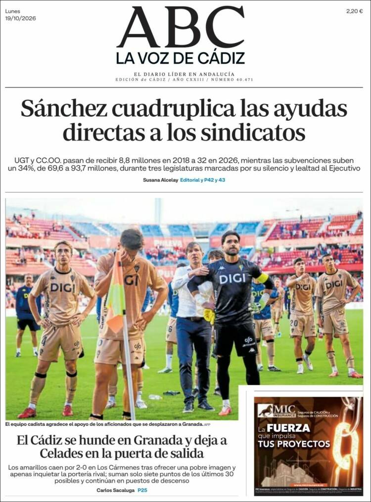 Portada de La Voz de Cádiz (Espa&ntilde;a)