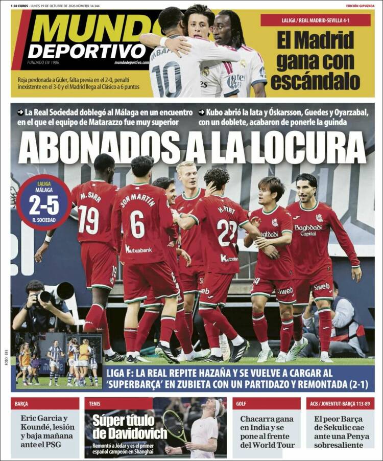Portada de Mundo Deportivo Gipuzkoa (Espagne)