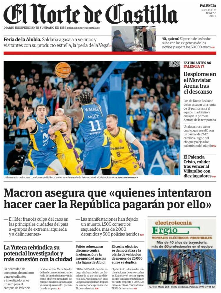 Portada de Norte de Castilla - Palencia (Espa&ntilde;a)