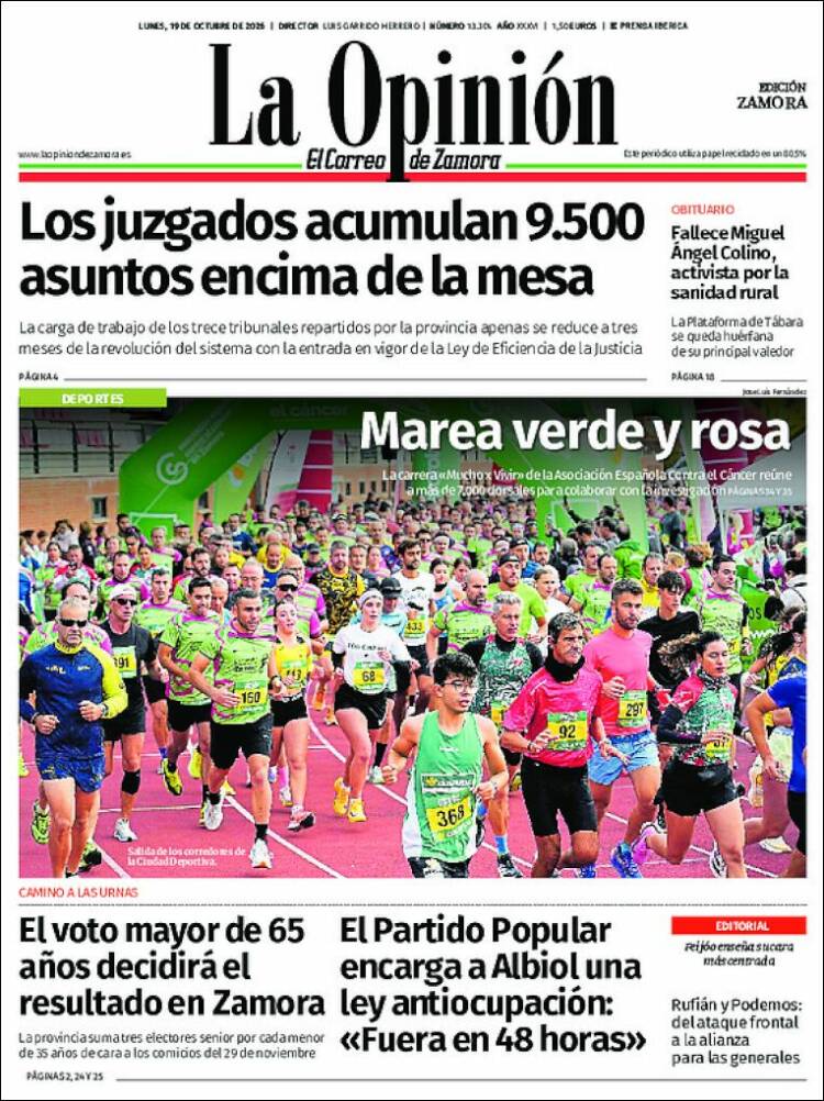 Portada de La Opinión - El Correo de Zamora (Espa&ntilde;a)