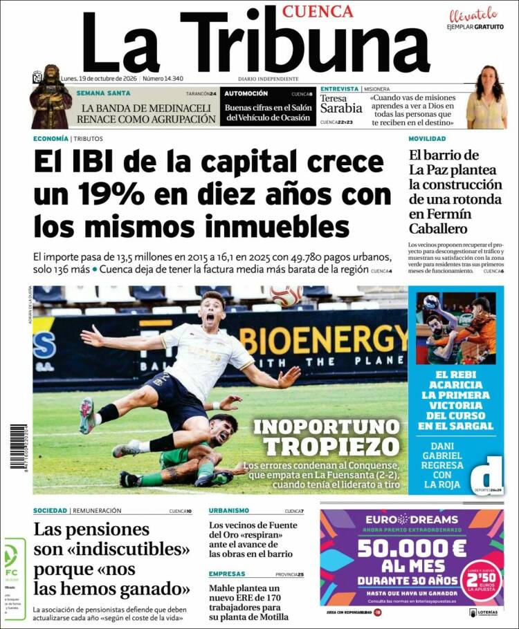 Portada de La Tribuna de Cuenca (Espa&ntilde;a)