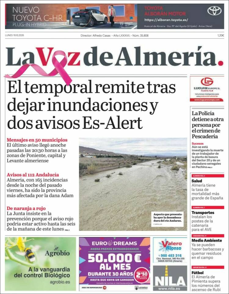 Portada de La Voz de Almería (Espa&ntilde;a)