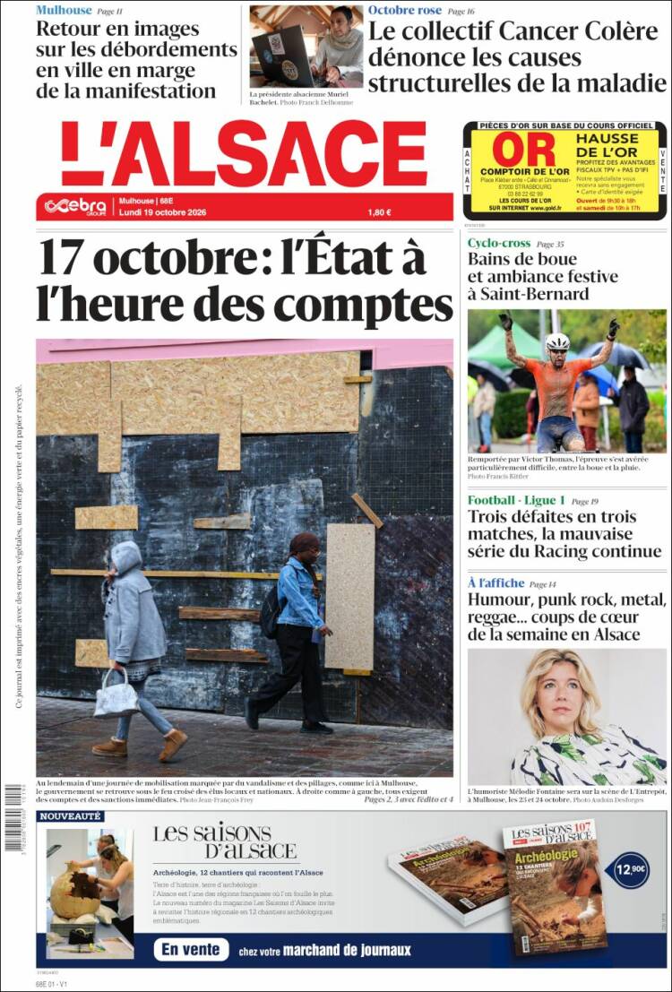 Portada de Journal L'Alsace (France)