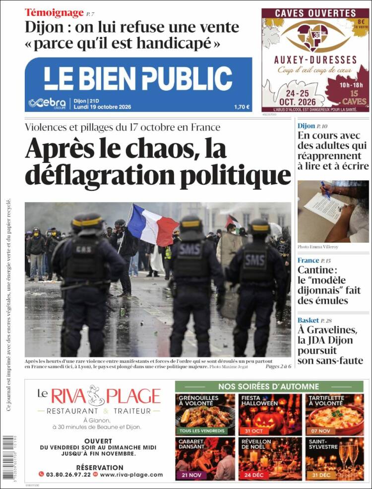 Portada de Le Bien Public (Francia)