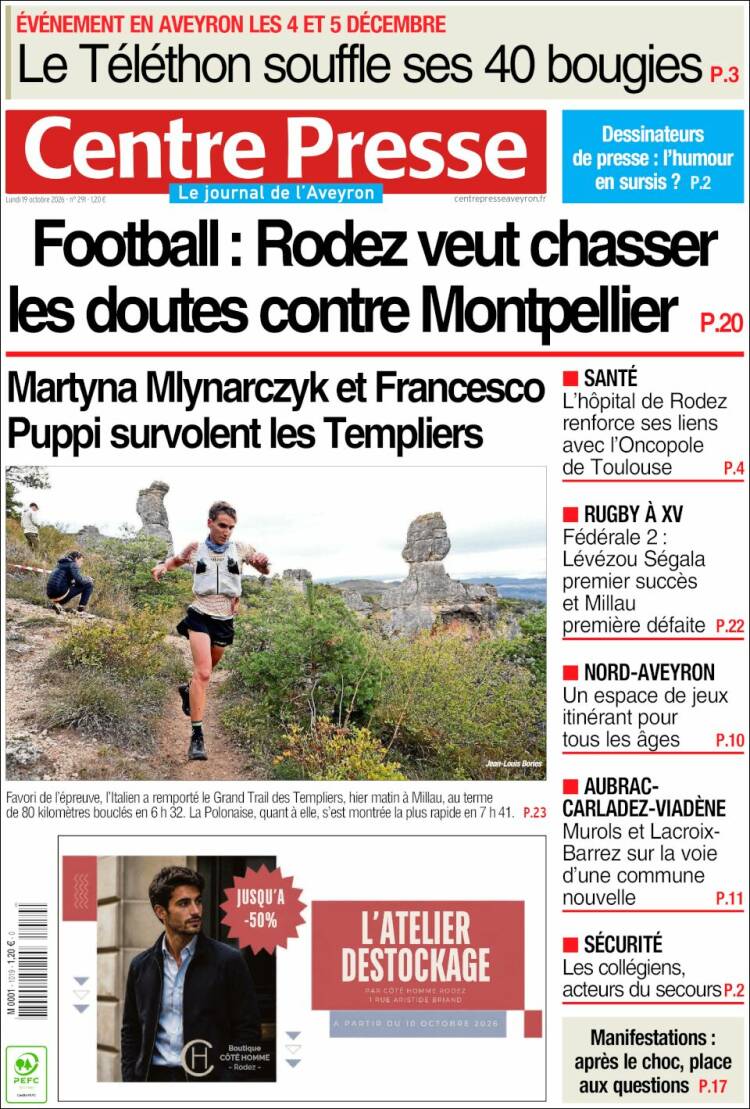 Portada de Centre Presse (Francia)