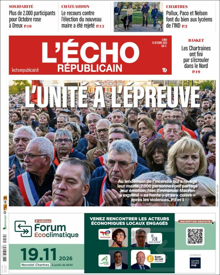 Portada de L'Echo Républicain (Francia)
