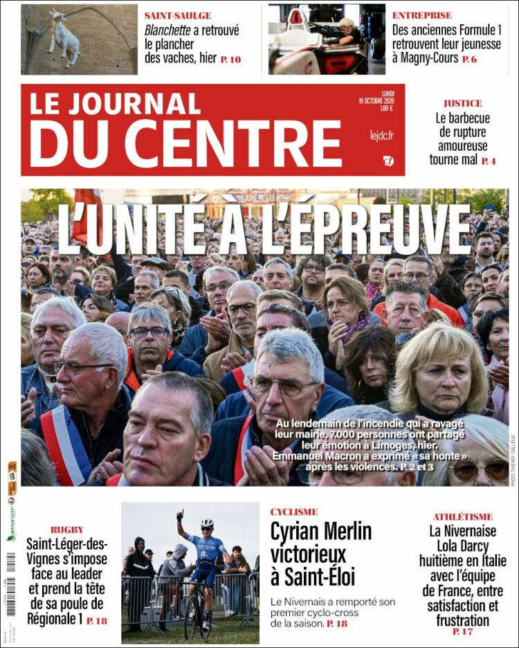 Portada de Le Journal du Centre (Francia)