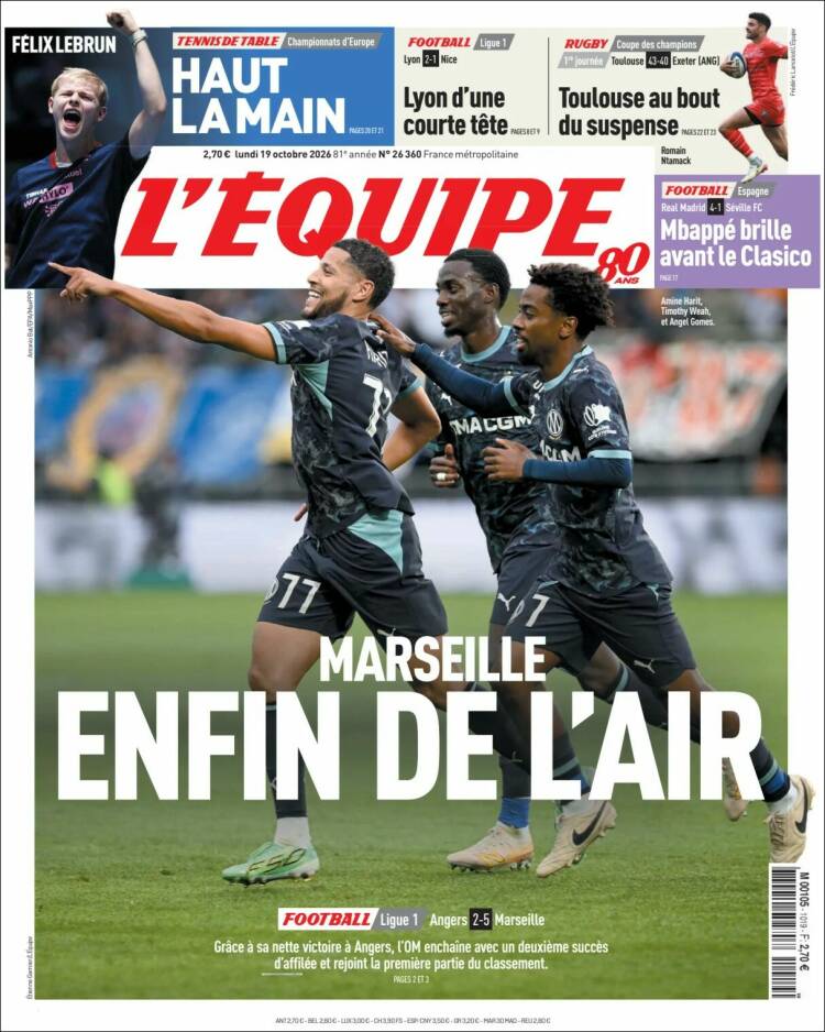 Portada de L'Equipe (France)