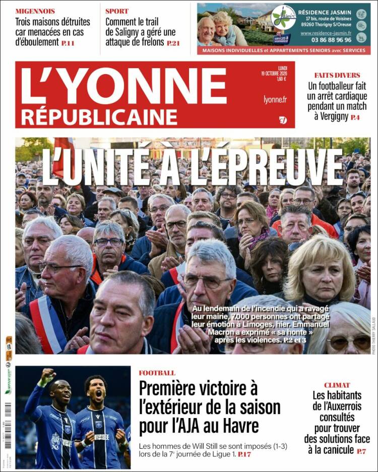 Portada de L'Yonne-Républicaine (Francia)