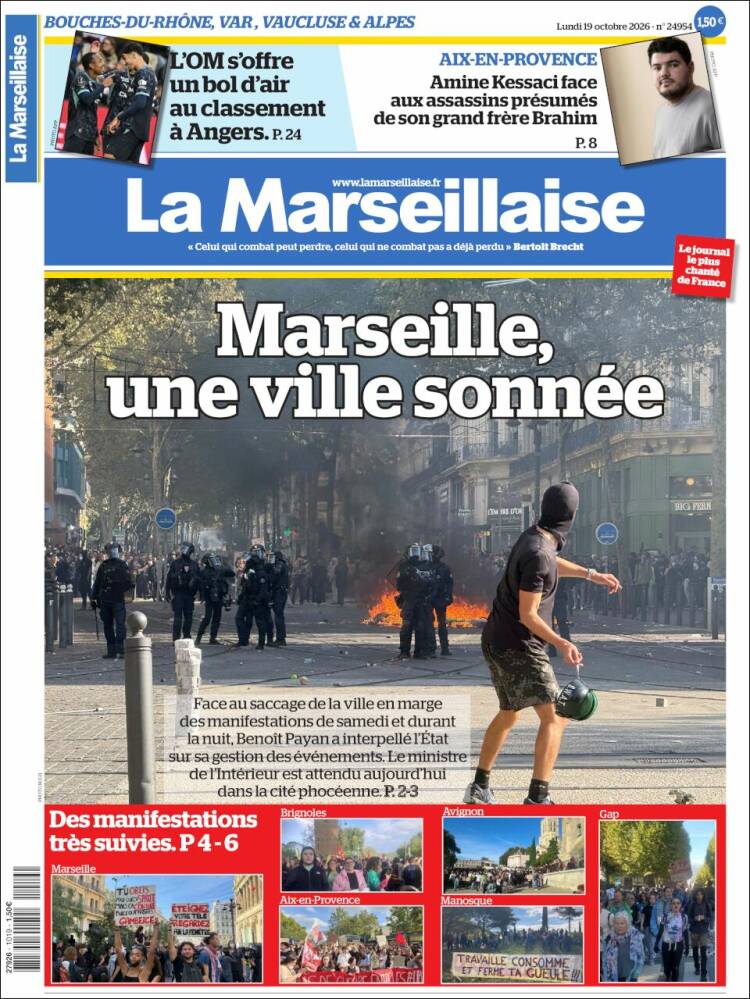 Portada de La Marseillaise (Francia)