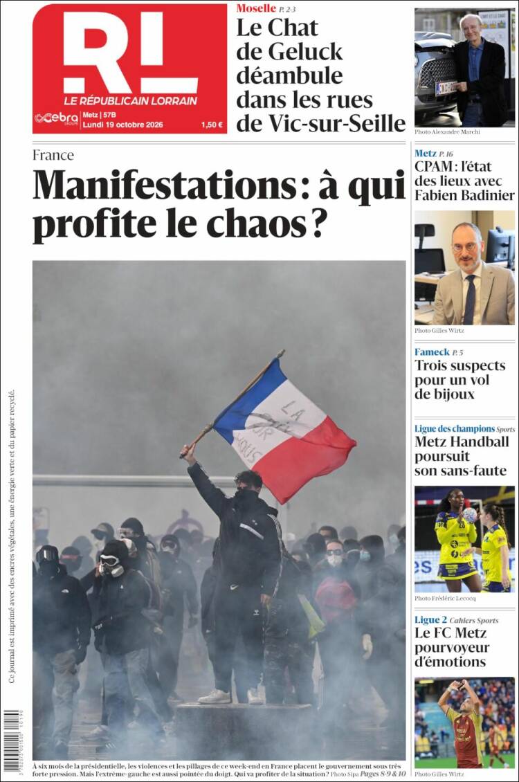 Portada de Le Republicain Lorrain (France)