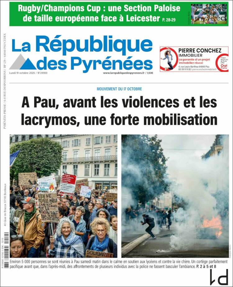 Portada de La République des Pyrénées (Francia)