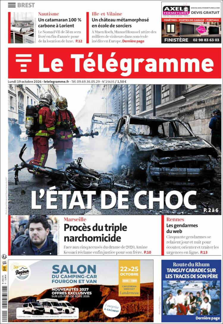 Portada de Télégramme (Francia)