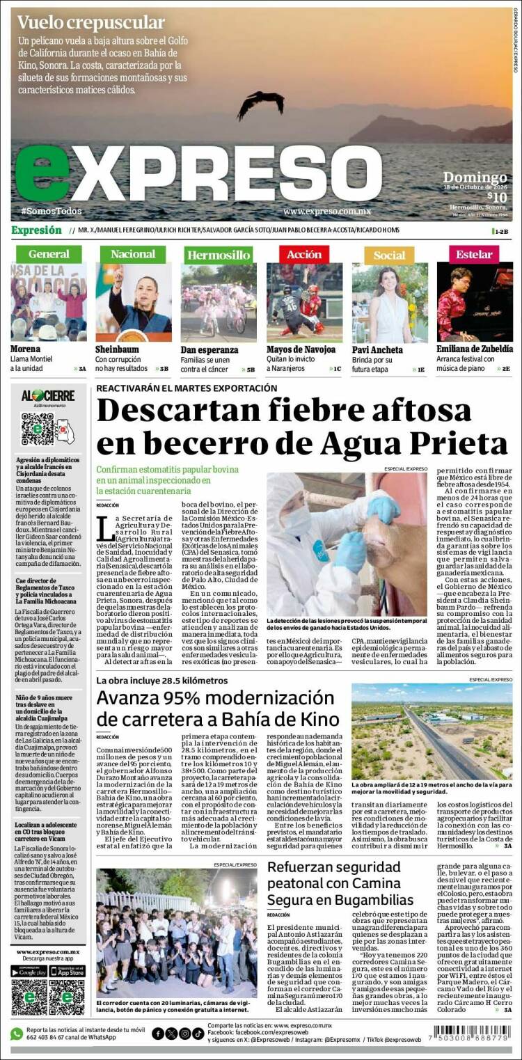 Portada de Expreso (M&eacute;xico)