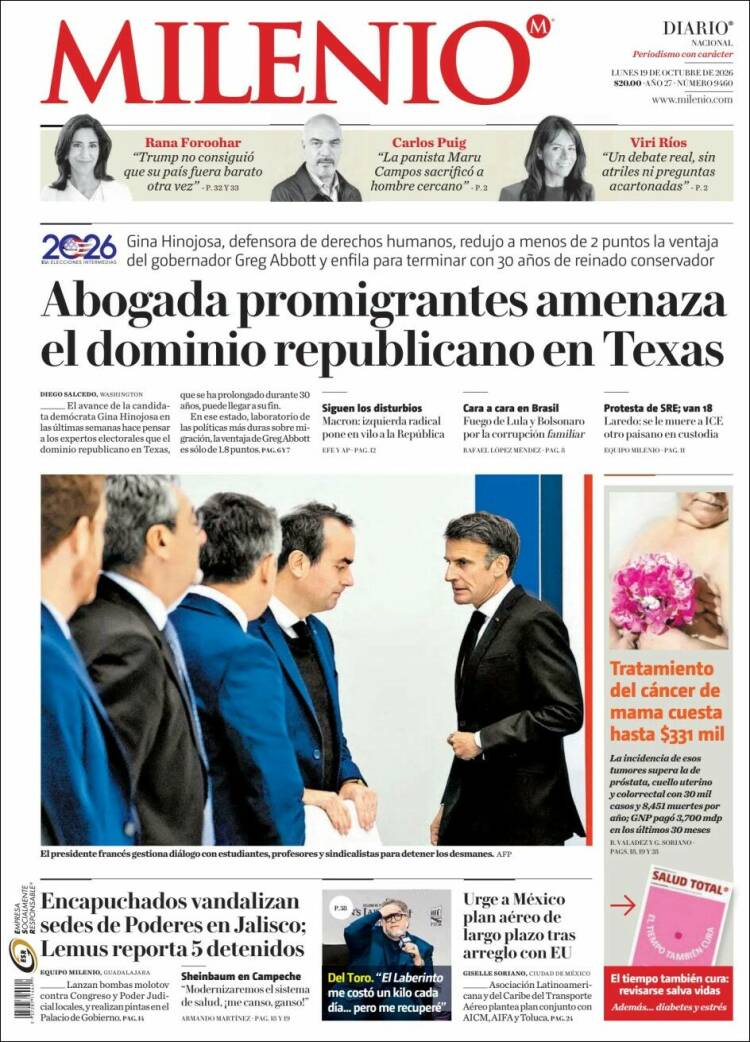 Portada de Milenio (M&eacute;xico)