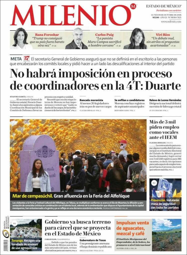Portada de Milenio - Estado de México (M&eacute;xico)