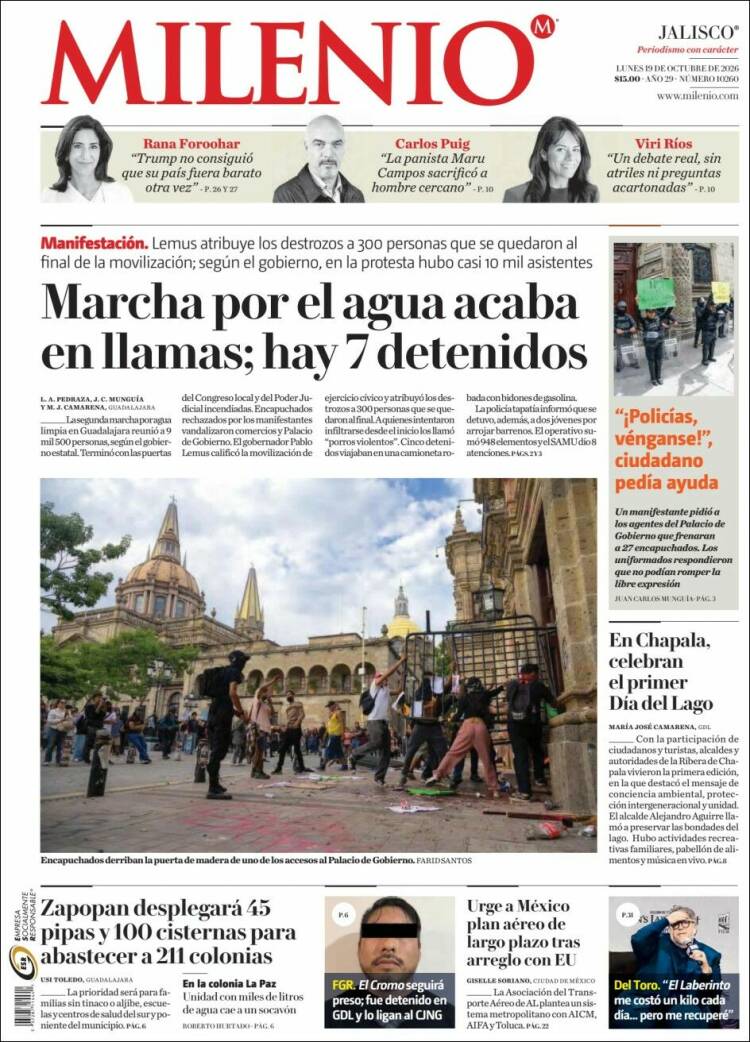 Portada de Milenio - Jalisco (M&eacute;xico)
