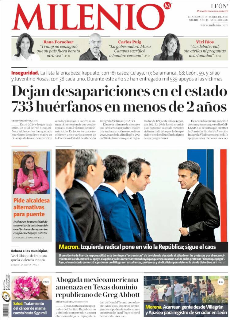 Portada de Milenio de León (M&eacute;xico)