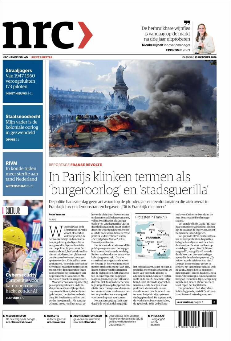 Portada de NRC Handelsblad (Pa&iacute;ses Bajos)