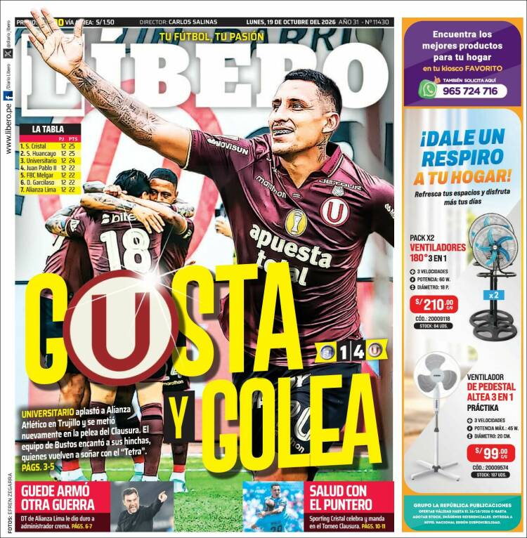 Portada de Líbero (Per&uacute;)
