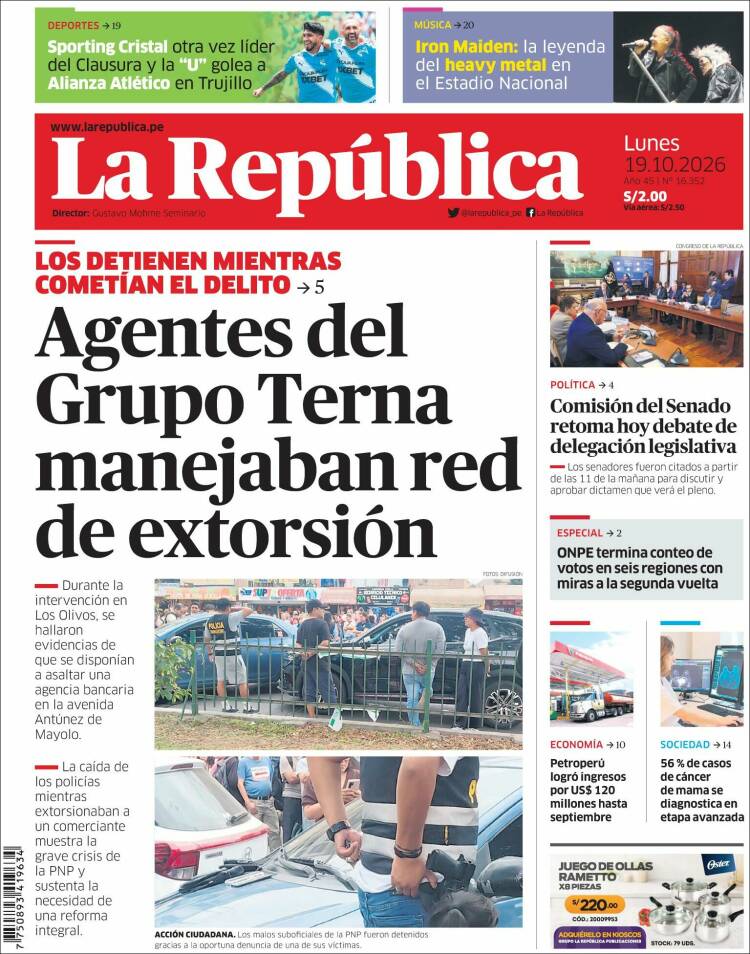 Portada de La Republica (Per&uacute;)