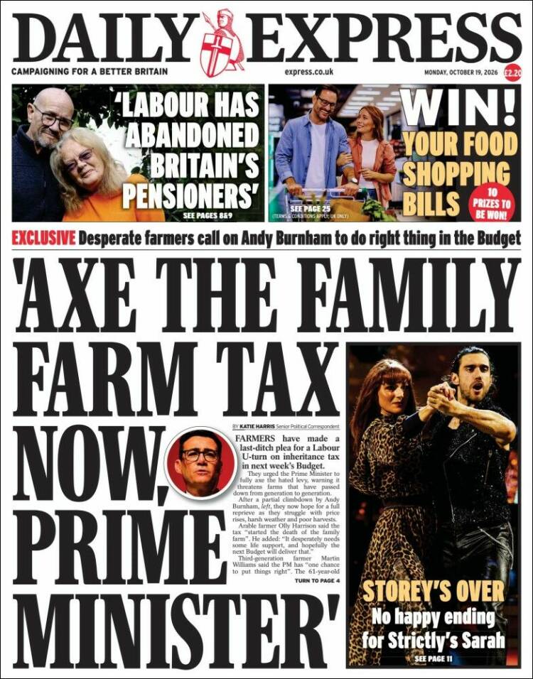 Portada de Daily Express (Reino Unido)
