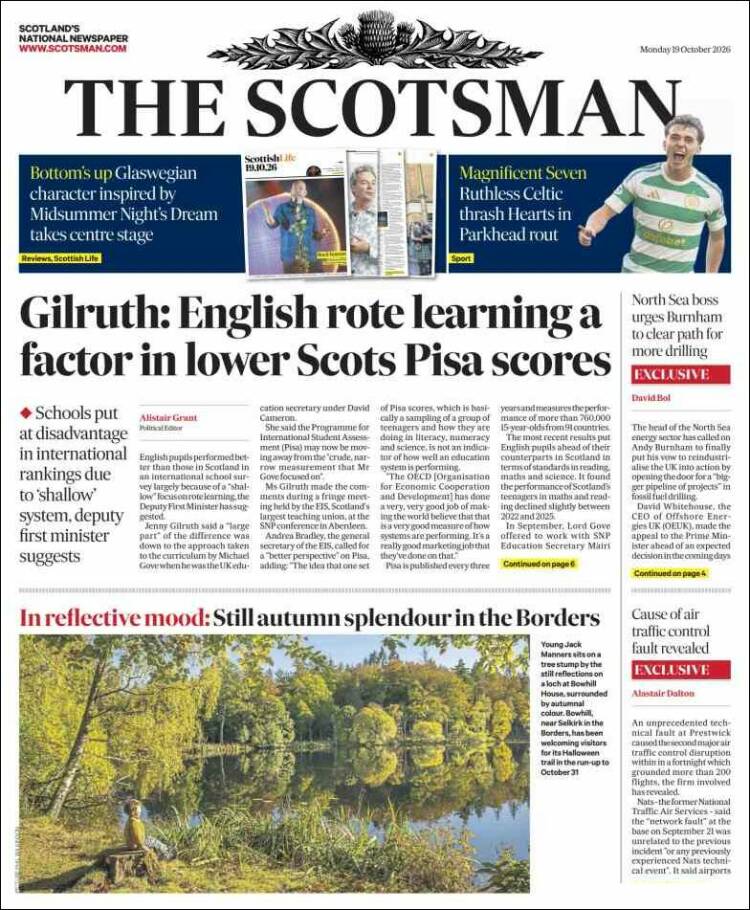 Portada de The Scotsman (Reino Unido)