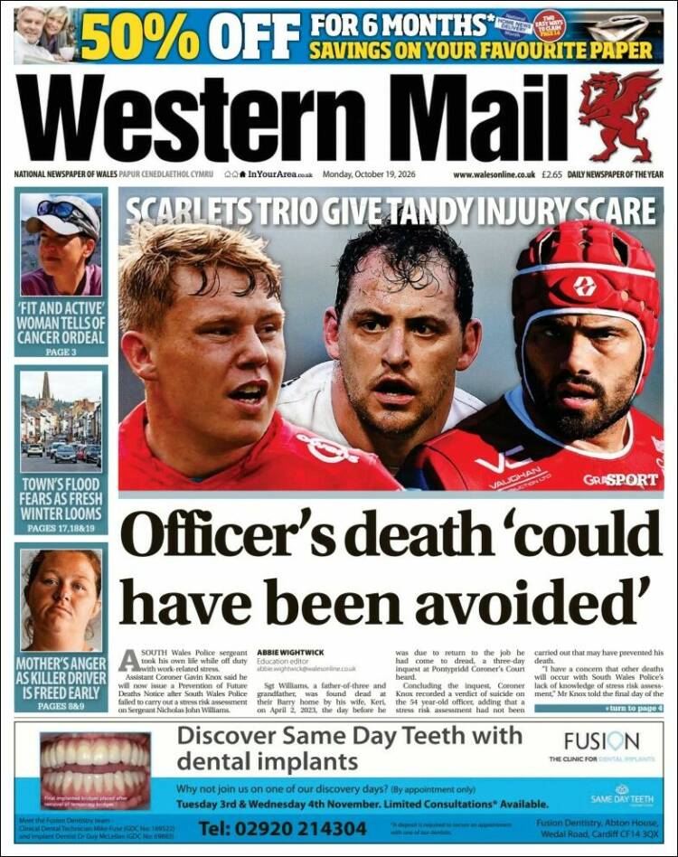 Portada de Western Mail (Reino Unido)