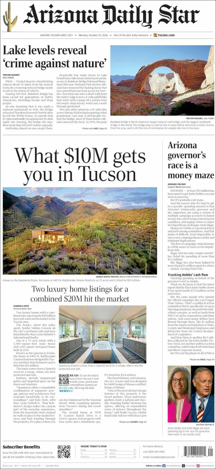 Portada de Arizona Daily Star (USA)