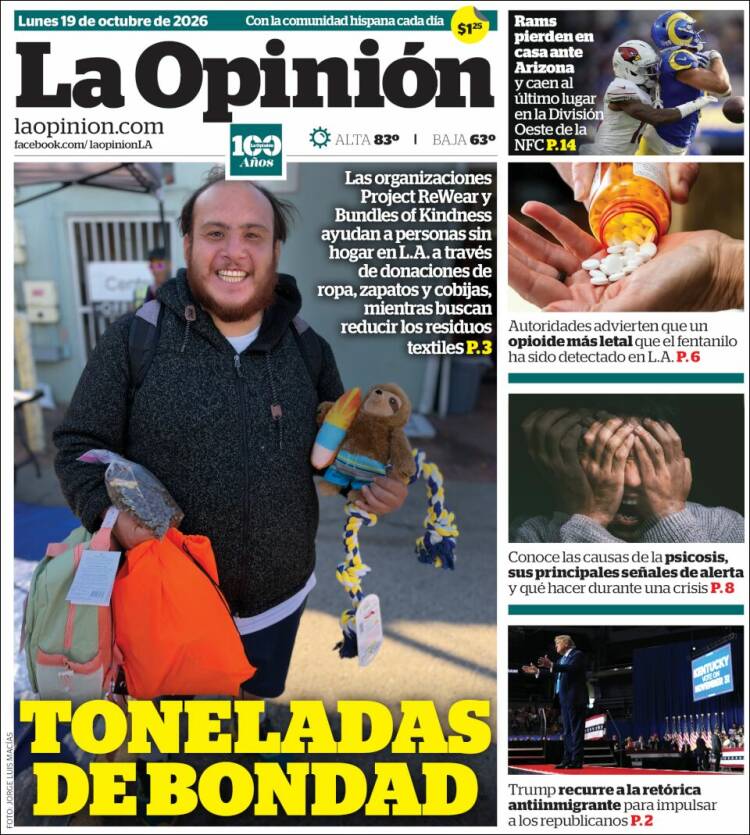 Portada de La Opinión (USA)
