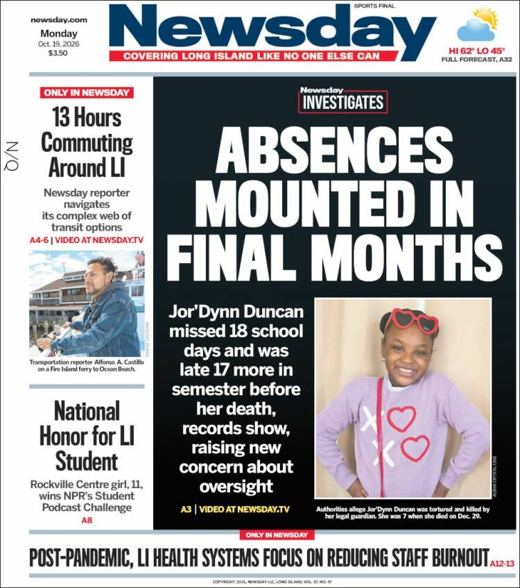 Portada de Newsday (&Eacute;tats-Unis)