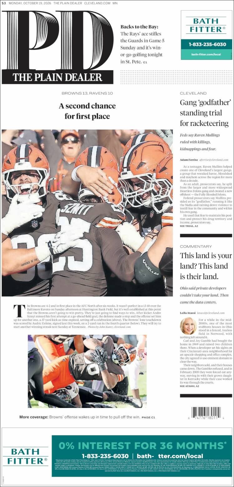 Portada de The Plain Dealer (USA)
