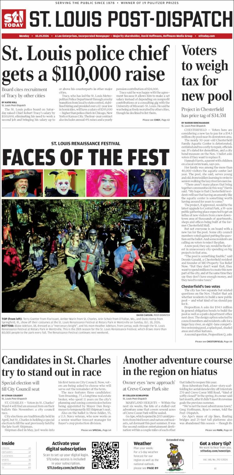 Portada de St. Louis Post-Dispatch (USA)
